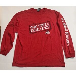 Starter Ohio State Excellence Men’s Large Red Long Sleeve T-Shirt Sleeve Hit